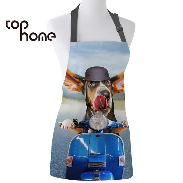 

ome kitchen apron motorcycle dog durable canvas aprons couples female kids home cleaning tools bib