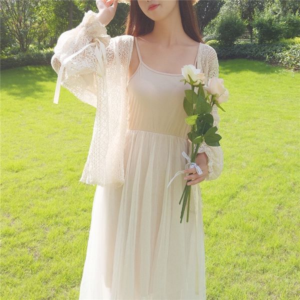 

women's jackets women lace hollow out blouse summer fashion cardigan long sleeve sunscreen, Black;brown
