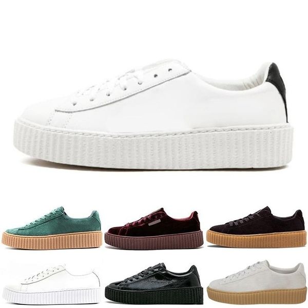 

qualitys fenty creeper rihanna women basket platform casual shoes velvet cracked leather suede mens black white red green casual sneakers