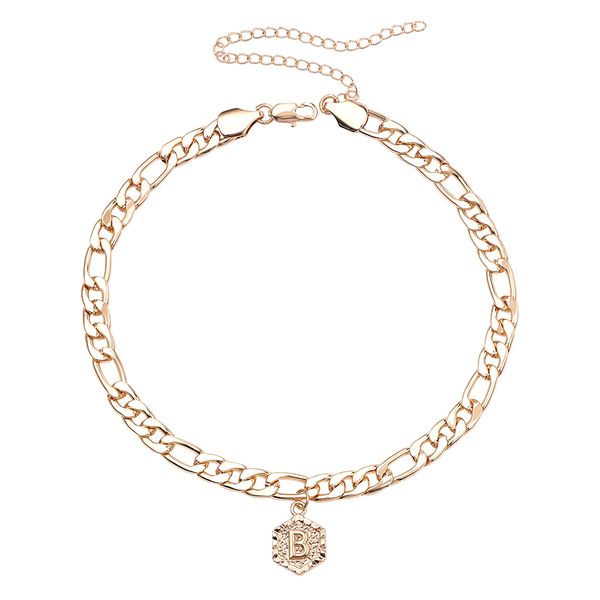 

a-z 26 capital letters bracelets ankles gold color chain initial letter gifts for women fashion alphabet jewelry, Black