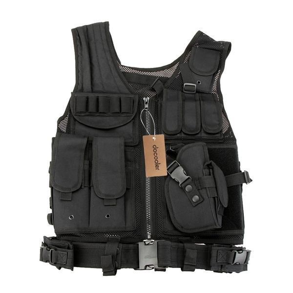 

lixada outdoor tactical army polyester war game hunting vest for outdoor war game camping hiking 5 colors, Gray;blue