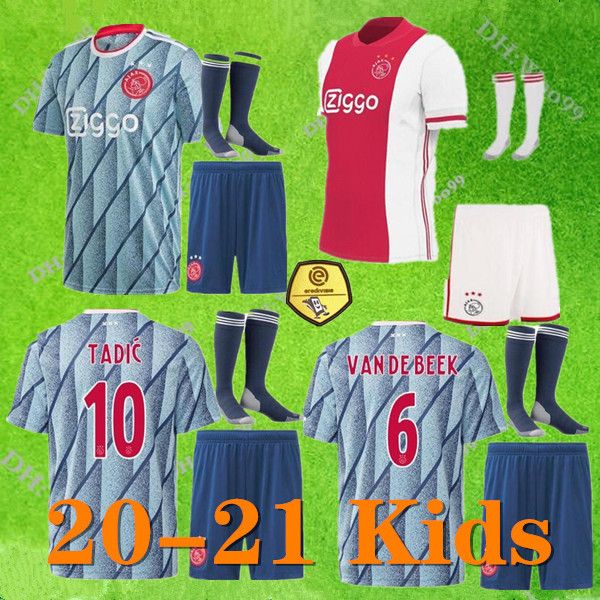 

thailand 20 21ajax soccer jersey promes ajax home away amsterdam van de beek neres 2020 2021 tadic football shirt kids sets socks uniforms, Black