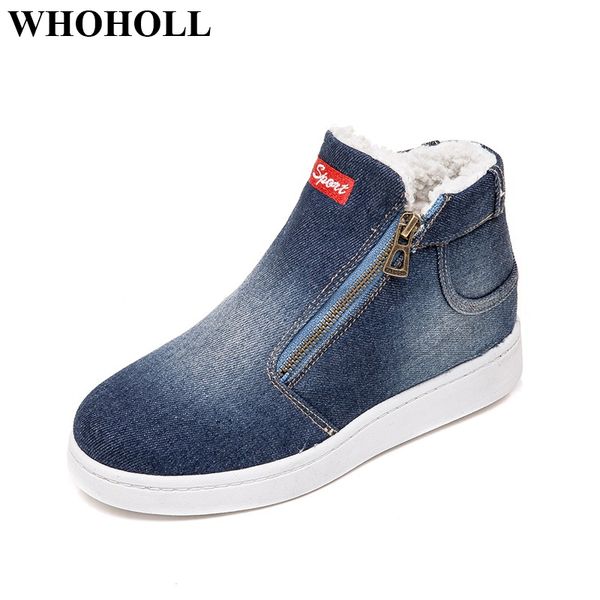 

large size shoes women snow boots with fur winter warm cotton shoes slip-on flat ankle boots retro stylish high loafers, Black