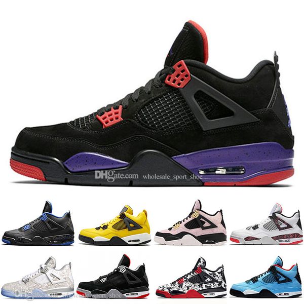 

with box new 2019 bred 4 iv 4s what the cactus jack laser wings mens basketball shoes eminem pale citron men sports designer sneakers, White;red