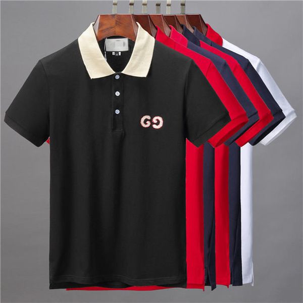 

luxury brand striped polo shirt t-shirt snake polos bee flower embroidery men's high street fashion horse polo shirt hhg, White;black