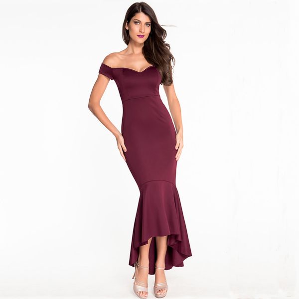 

короткие передние длинные назад длинных русалка платье лето разрез шеи темно-синий темно-красного club slim fit bodycon офис сексуальных пла, Black;pink