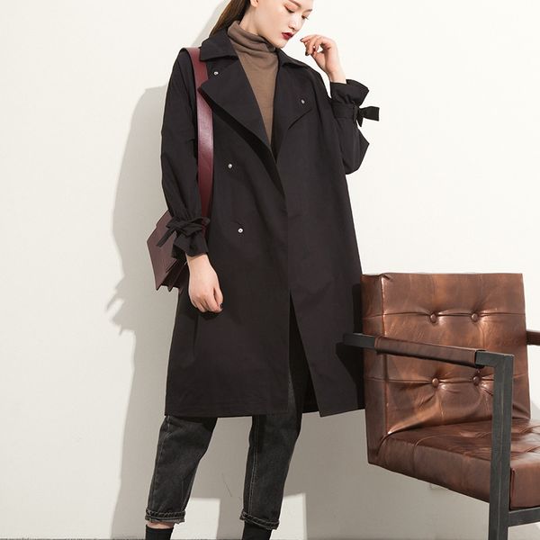 

сыпучие пальто 2019 осень темперамент ветровка длинных фонд сыпучей англия ветер тонка женских, Tan;black