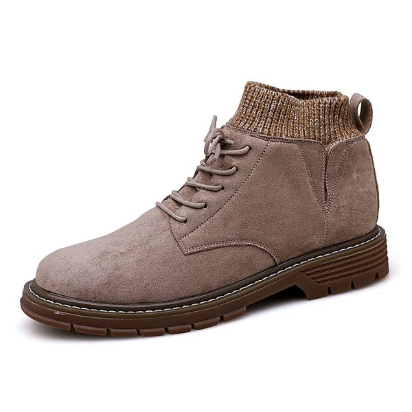 

vintage men boots suede western comfortable ankle boots men waterproof winter work casual male shoes sneakers bota, Black