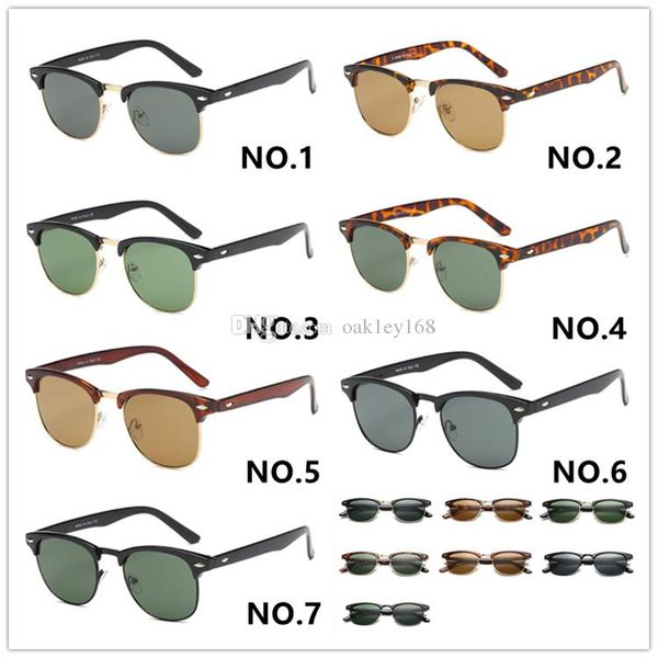 

2019 brand designer sunglasses metal hinge glass lenses fashion half frame sunglasses men glasses women sun glasses unisex, White;black