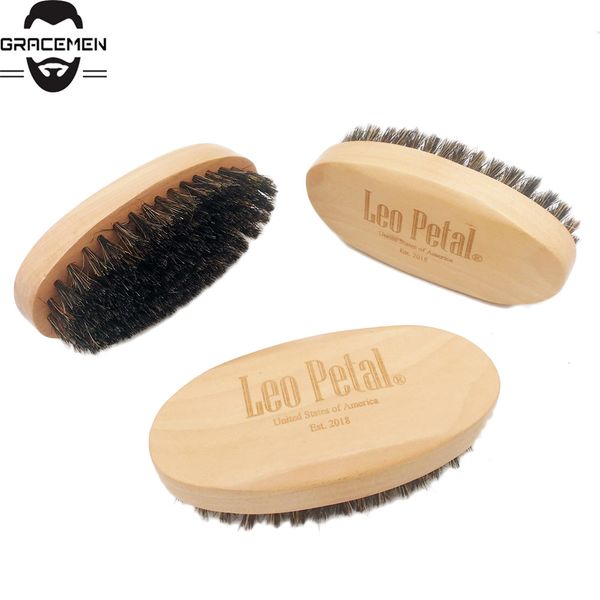 

moq 50pcs oem odm custom your logo wood beard brush customized boar bristle oval facial brushes for men grooming amazon's choice, Silver