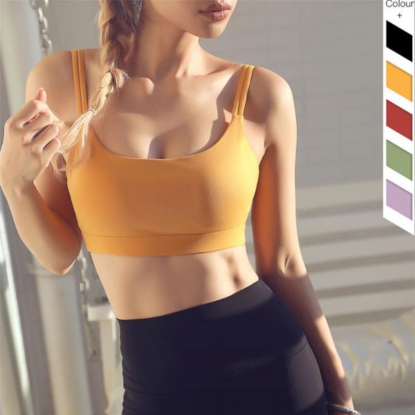 

gym clothing quality sports underwear bra for women shoulder strap fitness pad cropped high stretch sportswear tank push up 1147, White;black