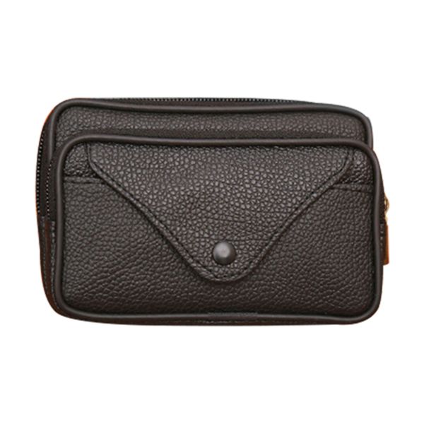 

men's leather waist bag zipper coin purse belt phone wallet fanny pack pu leather solid color multifunction card purse belt bag