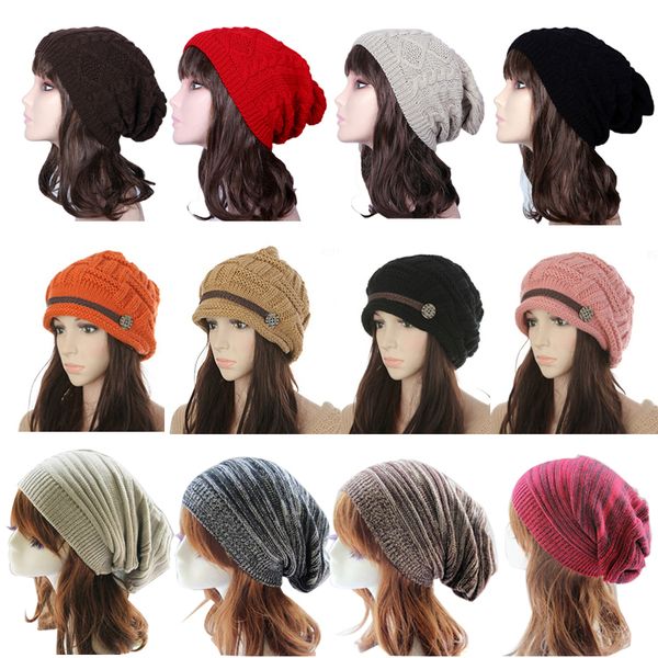 

autumn winter women men beanie hat cap warm knitted hats fashion casual style solid colo caps soft skiing slouchy bonnet