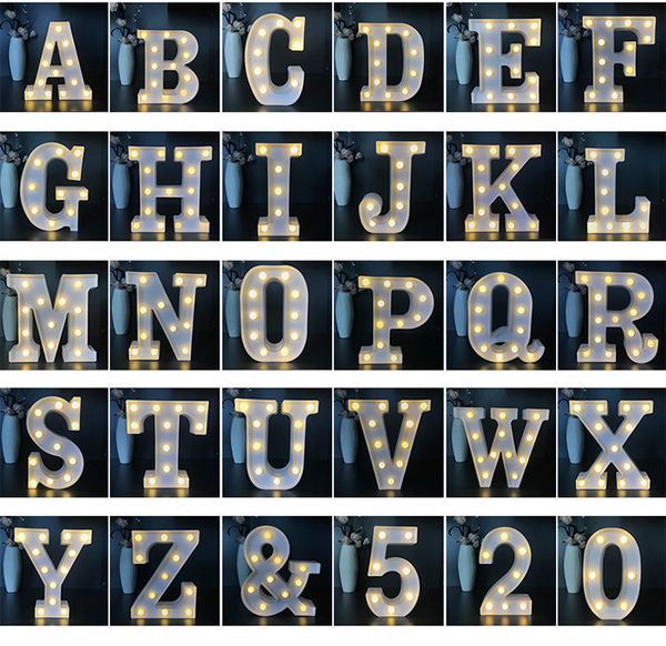

led letter light white plastic 26 letter alphabet 2 aa battery diy lamp for birthday holiday decoration maison