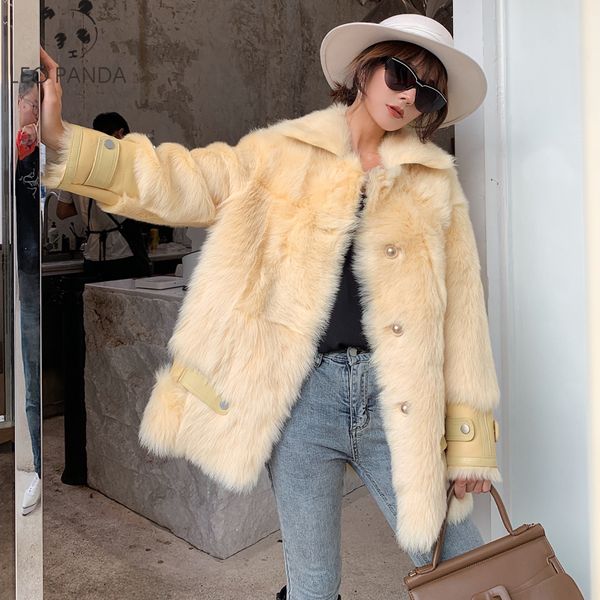 

2019 winter women's new natural fur coat women's fashion long karakul sheep fur coat, Black