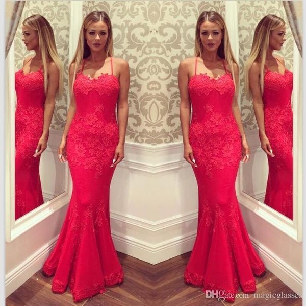 

mermaid red 2019 prom dresses v neck vintage lace formal evening gowns sleeveless girls pageant dress, Black