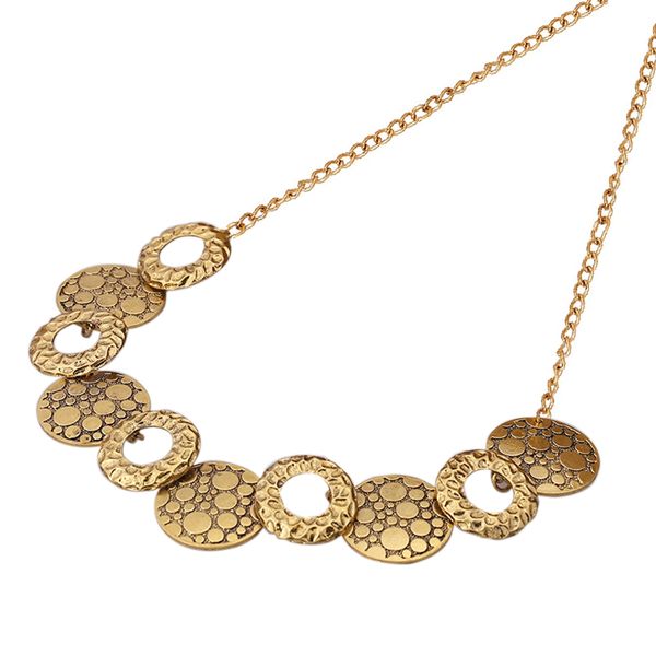

golden silver concentric fashion alloy exaggerated necklace vintage style necklace
