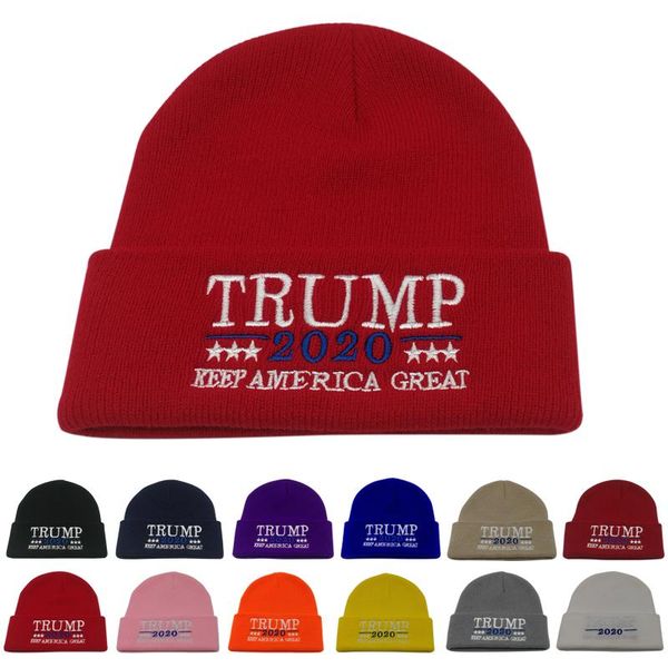 

красный дональд трамп 2020 hat для женщин knit beanie зимы мужчины maga вышивание сделать америка great снова keep america great lady caps u, Black;white