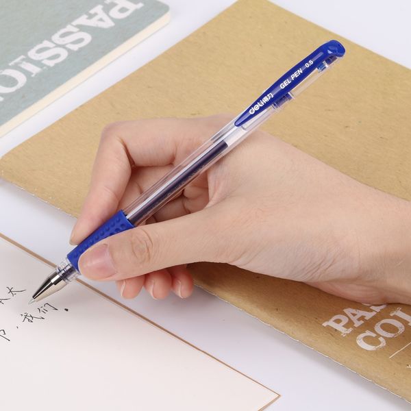 

1 pieces black red blue 0.5 mm head gel ink pen signing pen school office standard writing famous trademark deli