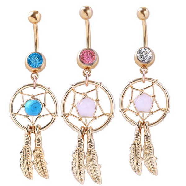 

d0008-1 ( 6 colors ) dream catcher dangle 20 pcs mix colors belly rings navel naval wholesale lot drop shipping, Silver