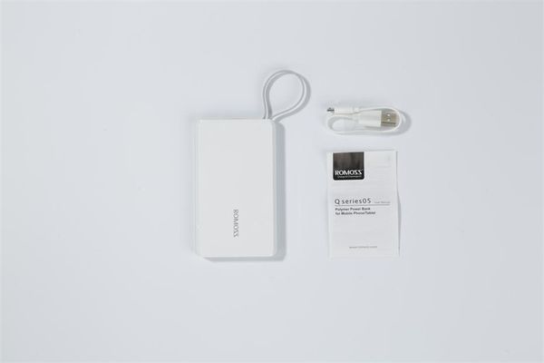 

romoss qs05 5000mah power bank with built-in micro usb cable external battery pack travel size portable charger for iphone