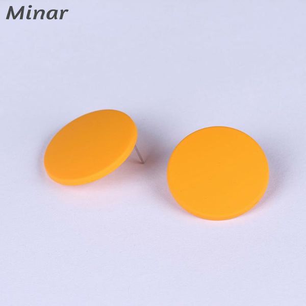 

35mm colorful big circle stud earrings for woman round modern earrings orange black pink geometric woman accessories, Golden;silver