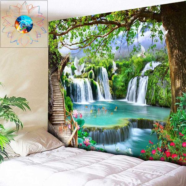 

3d wall art tapestry wall hanging mandala waterfall tapestry flowers hippie multi-function living room