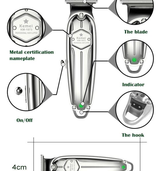 

kemei 1973 профессиональный парикмахерской машинки для стрижки волос литий-ионный аккумулятор для волос триммер для мужчин электрическая бри
