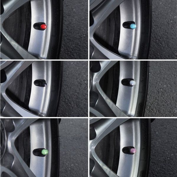 

4pcs/set car tire valve caps shining rhinestone dustproof covers universal diy