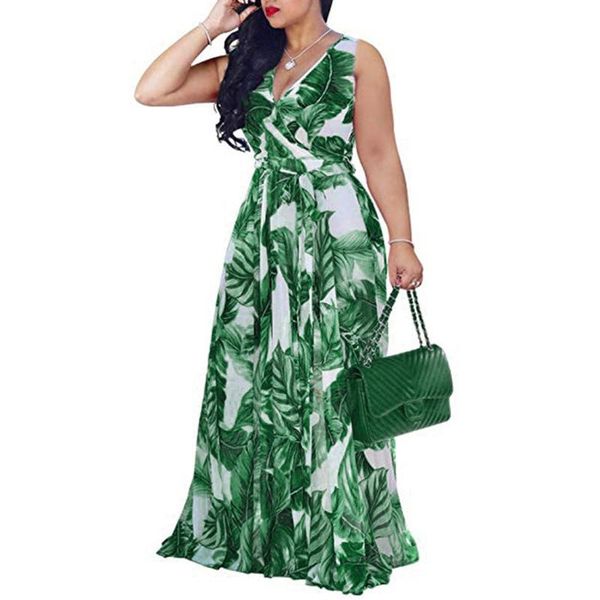 

плюс размер 5xl пляж платье лета женщин 2019 ременный split hippie boho sundress спагетти ремень sexy длинные платья женщин лета зеленый, Black;gray