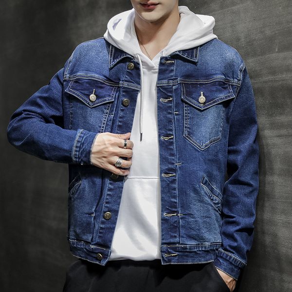 

men's fur & faux 2021 fashion trend denim tooling jacket youth, Black