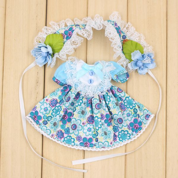 

outfits for blyth doll blue flower dress with hair band dress up for the 1/6 icy neo bjd icy dbs