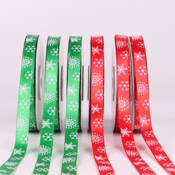

рождество ленты снежинка печатных grosgrain ленты 1 см красный зеленый crafts подарка венчания пакет украшения жаккардовые ленты 25 ярдов