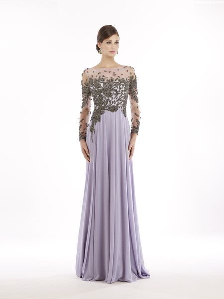 

lavender mother of the bride dresses with beads long sleeves bateau neck a line chiffon wedding guest dress mom plus size evening gowns, Black;red