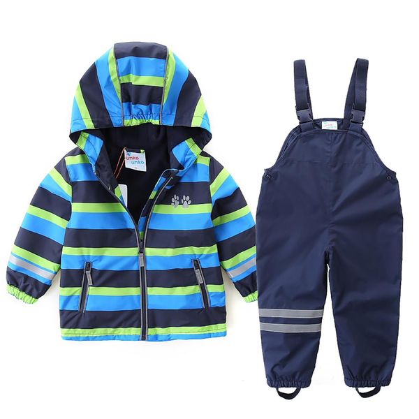 

umkaumka boys girls rain suit set waterproof jacket with pants kids hooded rainwear set, White