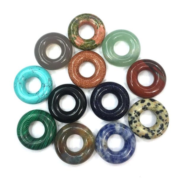 

ring-shaped tiger eye stones pendant reiki healing natural stone amulet diy jewelry personalized gift size 20mm, Bronze;silver