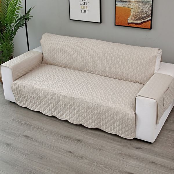 

with pockets cushion pet protector furniture anti slip sofa cover living room dustproof kids l one piece washable sleeve