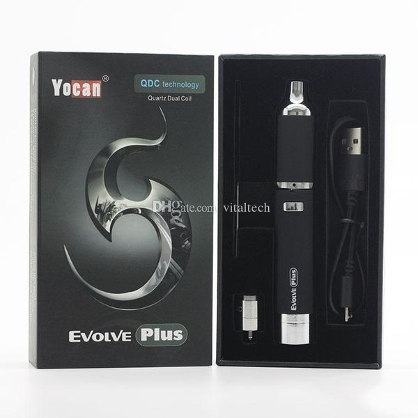 

Аутентичные Yocan Evolve Plus Kit 1100mAh батареи Wax Испаритель Уит ППЭС Кварц Dual Coil Stealth Dabber Vape Pen