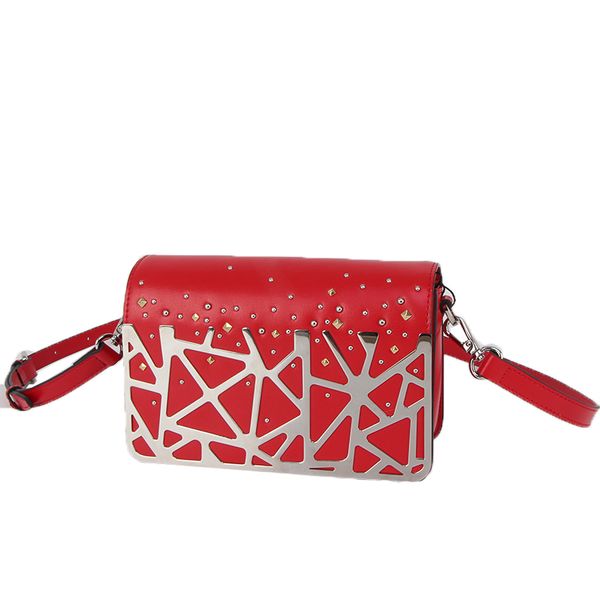 2019 Women Genuine Leather Sheet Metal Decorative Rivet Handbags