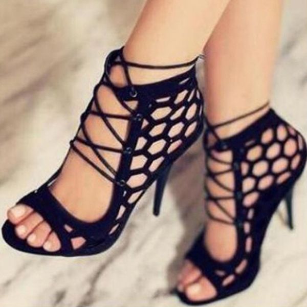 

new women's sandals european and american style fashion banquet party black high heels fish mouth shoes large size 43