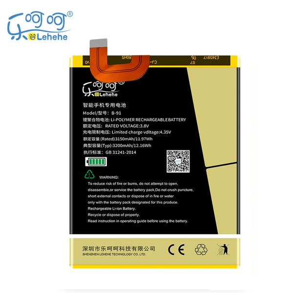 

new lehehe b-91 battery for vivo x6 3200mah cell phone replacement batteries with tools gifts