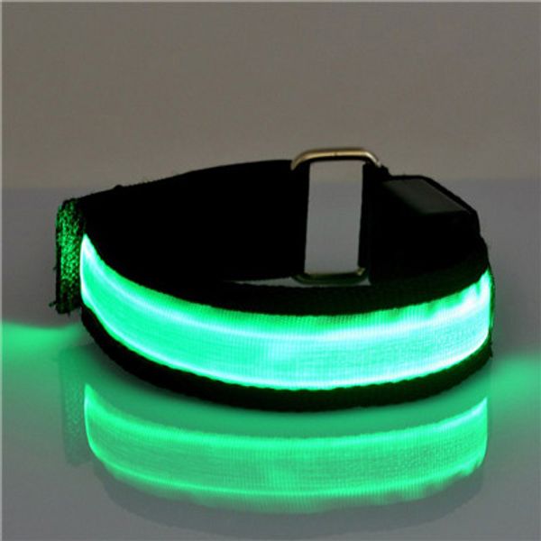 

led flashing wrist band bracelet arm band belt light up safe runing cycling night wrist dance party glow-01, Black;red