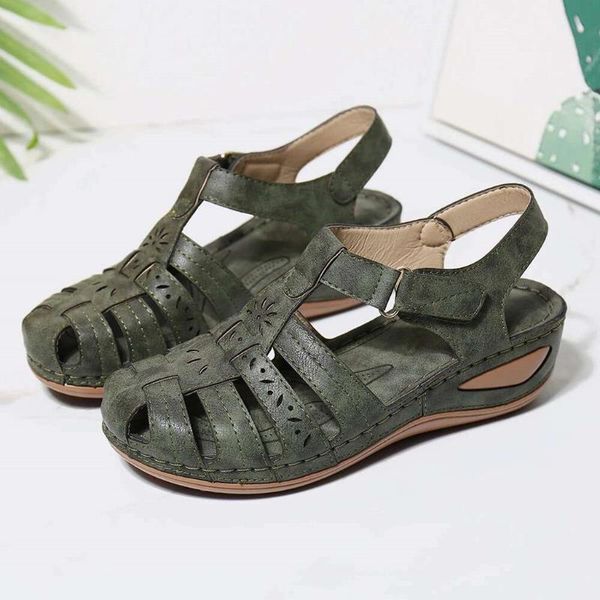 

comfortable women's summer open toe cut out sandals super soft orthopedic wedge walking sandals corrector cusion 5w3, Black
