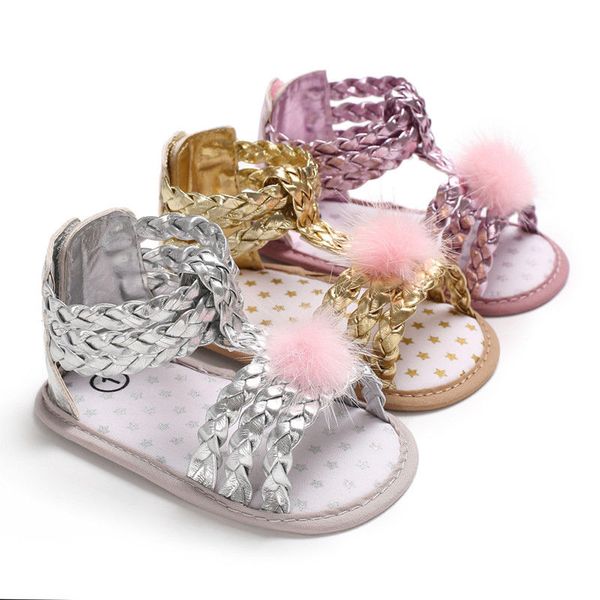 

summer newborn baby sandals cute sweet princess ball little girls toddler soft crib shoes sandals anti-slip prewalker clogs, Black;red