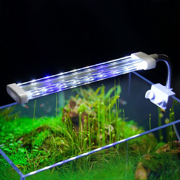

crystal led aquarium light 6w/8w/10w aquatic plant lighting waterproof clip-on lamp for fish tank plants grow blue white light
