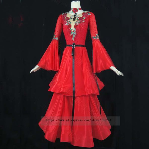 

ballroom dance competition dresses sling dresses for ballroom dancing standard dance, Black;red
