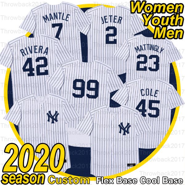 

newyork 2020 season yankees aaron judge jersey gerrit cole mariano rivera 7 mickey mantle 2 derek jeter 45 luke voit custom jerseys, Blue;black