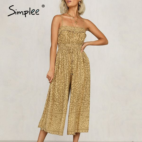 

women's jumpsuits & rompers simplee spaghetti straps leopard women bohemian casual snatch female romper holiday beach ladies summer ove, Black;white