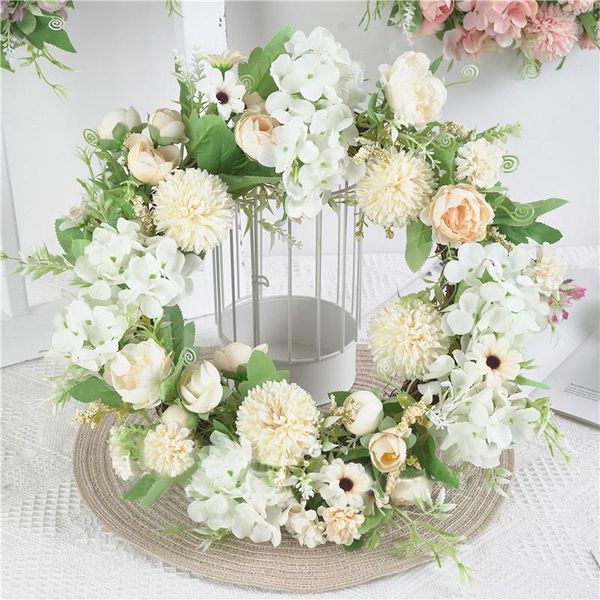 

1pcs artificial flower wreath 40cm simulation flowers garland wreaths threshold flower new year festival party door decoration