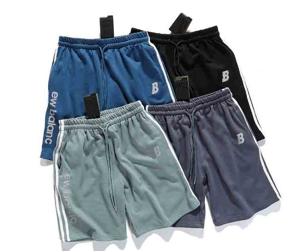 

20/nbs summer luxury european american trend designer short sports excellent cotton breathable shortpants reflective printing couple shorts, White;black